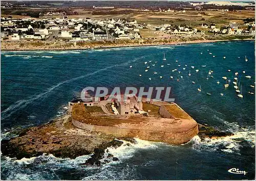 Moderne Karte Guidel Place (Morbihan) Route Cotiere Lorientaise vue aerienne le Fort Bloque