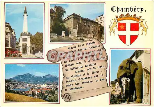 Cartes postales moderne Chambery (Savoie) la Fontaine des Elephants le Chateau des Ducs de Savoie vue generale de la vil