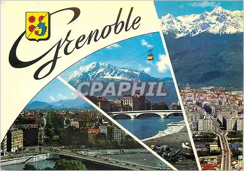 Cartes postales moderne Grenoble cours Jean Jaures Moucherotte et le telepherique de la Bastille Grands boulevards et ch