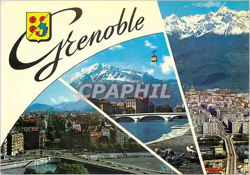 Moderne Karte Grenoble cours Jean Jaures Moucherotte et le telepherique de la Bastille Grands boulevards et ch