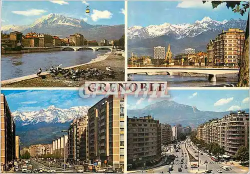 Cartes postales moderne Grenoble Telepherisque et le Vercors Pont de la Porte de France et Belledonne