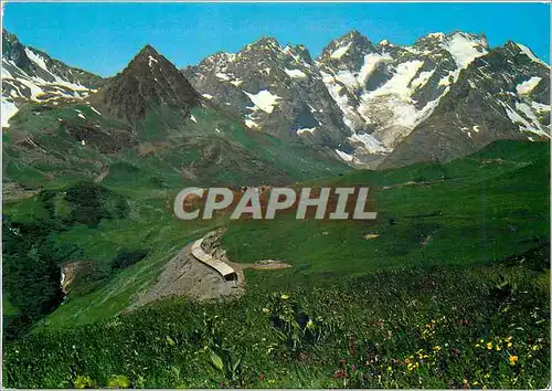 Cartes postales moderne Les Alpes touristiques Route de Briancon a Grenoble au Col du Lautaret (2058 m) et Massif de la