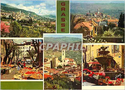 Moderne Karte Grasse (Alpes Maritime) vue generale Panorama le marche aux legumes