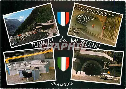 Moderne Karte Chamonix Tunnel routier sous le Mont Blanc