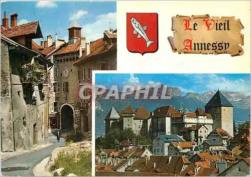 Moderne Karte Le vieil Annecy la Petie Horloge Faubourg Saint claire et la Cote Nemours le Chateau d'Annecy