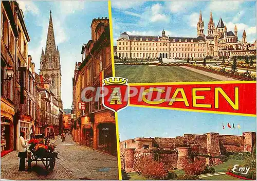 Cartes postales moderne Caen (Calvados) la rue froide l'Abbaye aux Hommes les remparts du chateaux