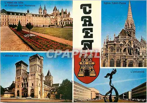 Cartes postales moderne Caen l'Hotel de ville et l'abbaye aux hommes Eglise Saint Etienne XIIe s