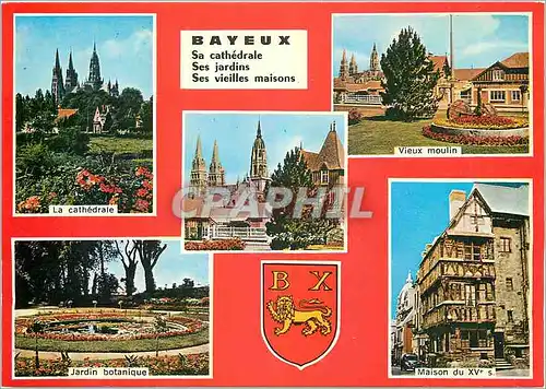 Cartes postales moderne Bayeux (Calvados) La cathedrale Jardin botanique Vieux moulin Maison du 15eme