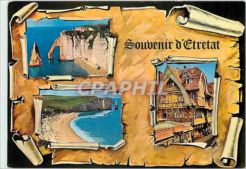 Moderne Karte Etretat (S Mar) L'Aiguille la porte d'Aval la plage Rotisserie de la Residence