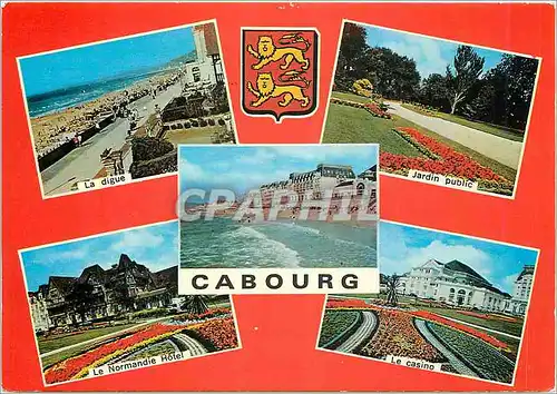 Moderne Karte La Cote Fleurie Cabourg (Calvados) Lion La digue Jardin public Le Normandie Hotel Le casino