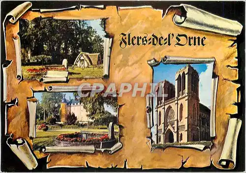 Cartes postales moderne Flers de l'Orne (Orne) Le jardin public Chateau Eglise