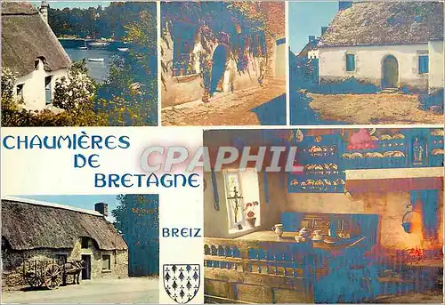 Moderne Karte La Bretagne en Couleurs Chaumieres de Bretagne Chaumieres de Cornouaille et du Vannelais interie