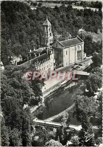 Moderne Karte Brantome en Perigord Vue aerienne sur la Drome L'Abbaye et le CLocher XIes