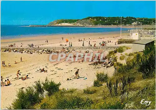 Moderne Karte Barneville (Manche) La plage et ou loin le cap de Corteret