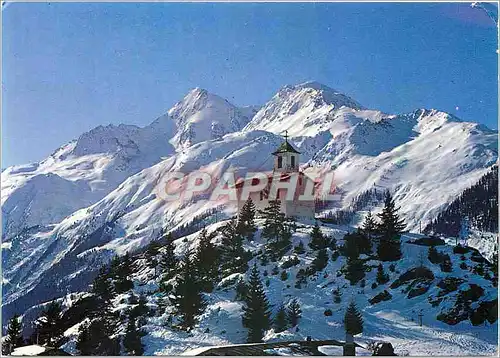 Moderne Karte Montvalezan la Rosiere (Savoie) alt 1850 m La Chapelle du Chatelard au fond le Mont Pourri (alt