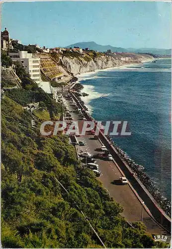 Moderne Karte Biarritz La cote des Basques dans le Fond la rhune