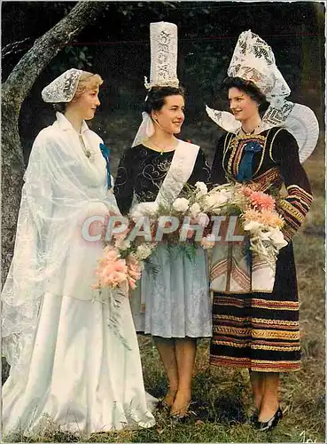 Moderne Karte La Bretagne en couleurs Jeunes Filles des Pays de Douarnenez Elliant et du Pays bigouden Folklor