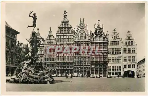 Moderne Karte Grand Place et monument Brabo Anvers