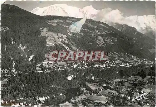 Cartes postales moderne En Savoie Saint Gervais les Bains vue aerienne la ville et le massif du Mont Blanc