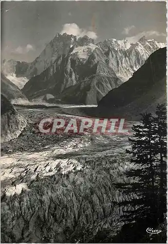 Moderne Karte Chamonix (Haute Savoie) La Mar de Glace (alt 1913 m) prise de l'Hotel du Montenvers