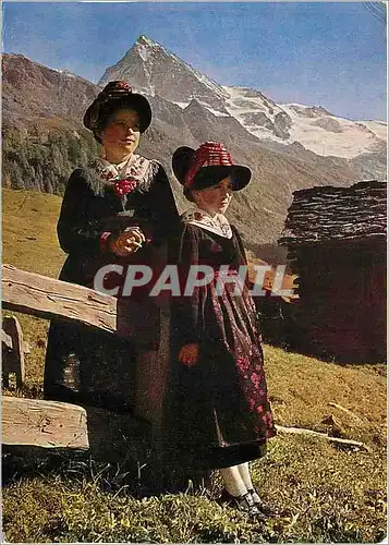Cartes postales moderne Fillettes d'Evolene (Valais suisse) Folklore