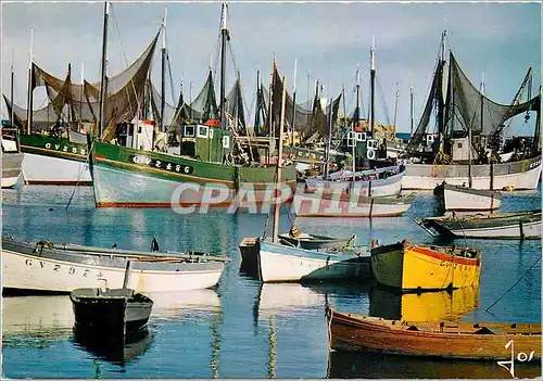 Moderne Karte La Bretagne en couleurs Port Bigouden Bateaux au repos (Lesconil)