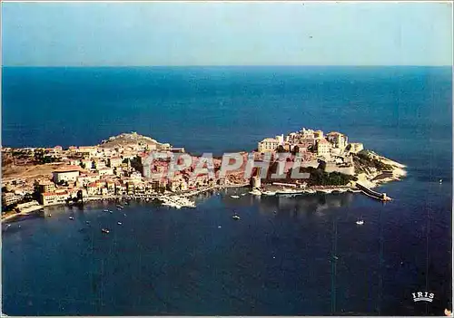 Moderne Karte Charmes et Couleurs de la Corse Calvi (Corse) vue d'ensemble de la citadelle et la ville