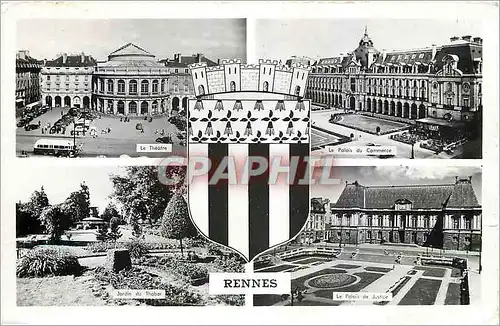 Cartes postales moderne Rennes Le theatre Le palais du commerce Jardin du Thabor Le palais de justice