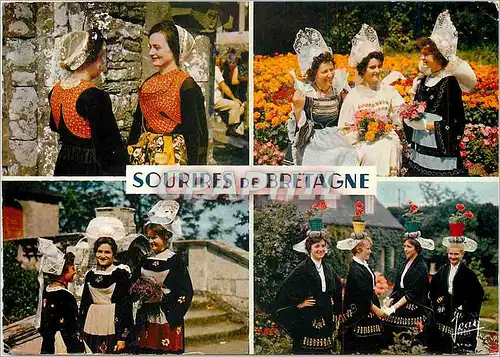 Cartes postales moderne La Bretagne Jeunes filles en costumes de fete des regions de Douarnenez Pouldergat Benodet Foues