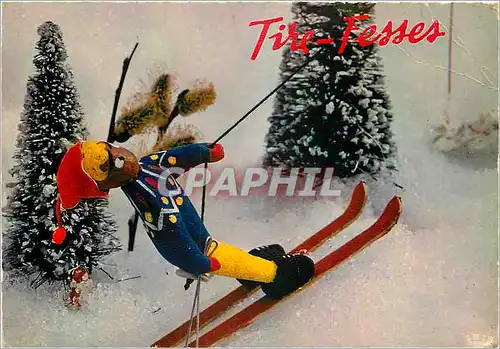 Cartes postales moderne Tire Fesses Ski