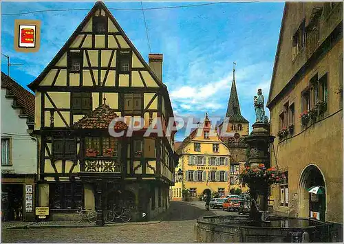 Moderne Karte Alsace (France) Turckheim (Haut Rhin) Place Turenne et sa Fontaine Ste Anna (1408)