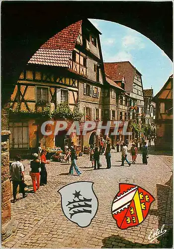 Moderne Karte Au Pays des Cigognes Riquewihr (Haut Rhin) La rue du general de Gaulle vue de la porte de Dolde