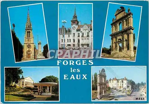 Cartes postales moderne Forges les Eaux (S M) Eglise SSt Eloi Hotel de Ville Vieille Facade du 17 e La source thermale e