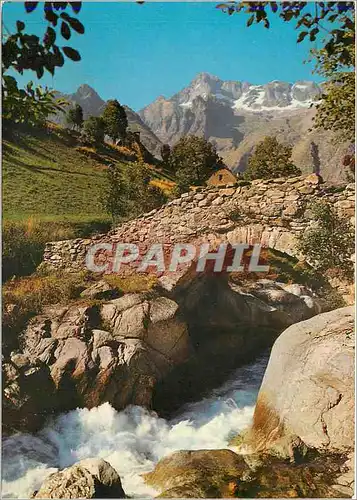 Moderne Karte Les Alpes en couleurs naturelles Le Valgaudemar (Htes Alpes) Pont des Oules du Diable sue le Tor