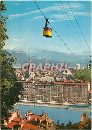 Cartes postales moderne Les Alpes en couleurs naturelles Grenoble Telepherique de la Bastille et le Taillefer (alt 2861