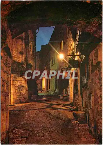 Moderne Karte Reflets de la Cote d'Azur Saint Paul (A Mmes) La Grand Rue la nuit