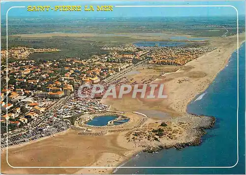 Cartes postales moderne Saint Pierre de la Mer La Plage le rocher Lavallierre au loin le camping et l'etang de Pissevach