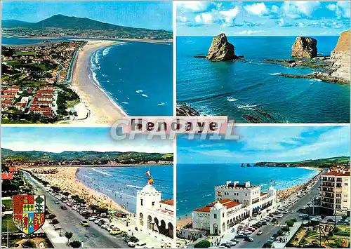 Cartes postales moderne Hendaye Frontiere Espagnol Pyrenees atlantiques la plage au fond l'Espagnole