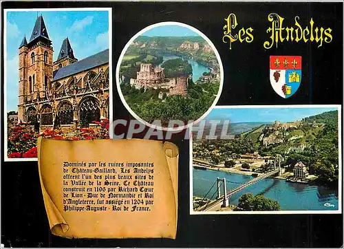 Cartes postales moderne Les Andelys (Eure) Eglise Notre Dame Le Chateau Gaillard la Vallee de la Seine le pont le chatea