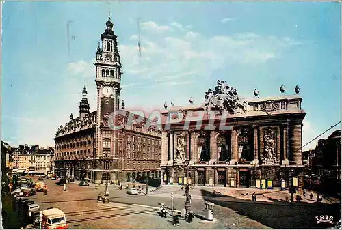 Moderne Karte Lille (Nord) Place du Theatre l'Opara et la Bourse