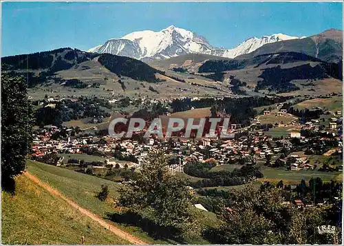 Cartes postales moderne Megeve (Haute Savoie) (1113 m 2040 m) la station et le mont Blanc (4807 m)