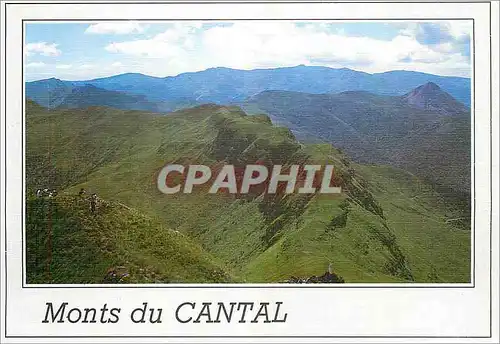 Moderne Karte Panorama des Monts du Cantal Le Puy Griou alt 1694 met au lin le Plomb du Cantal alt 1858 m