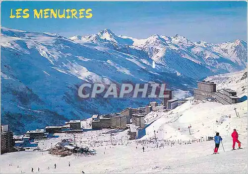 Moderne Karte Les Menuire (Savoie France) La station l'arrivee des pistes