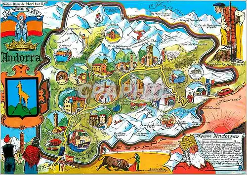 Cartes postales Valls d'Andorra Plan touristique