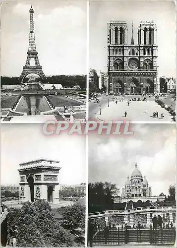 Ansichtskarte AK Paris la Tour Eiffel Notre Dame l'Arc de Triomphe le Sacre Coeur