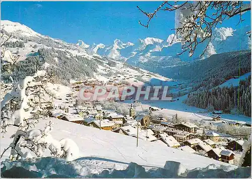 Cartes postales moderne Grand Bornand (Haute Savoie) Vue generale et la chaine des Aravis