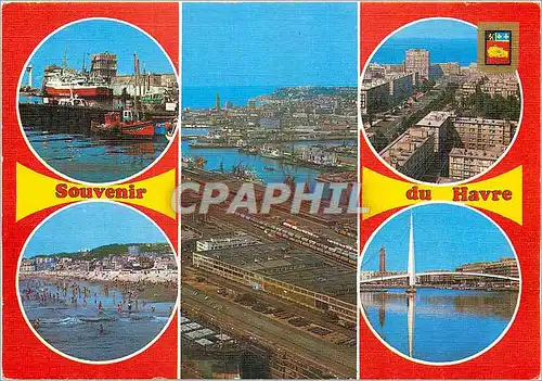 Cartes postales moderne En Normandie le Havre (Seine Mme) France Port de peche et Car Ferry la plage le port vu d'avion