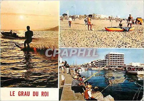 Moderne Karte La Cote Bleue Le Grau du Roi (Gard) La Plage et le Canal du Midi