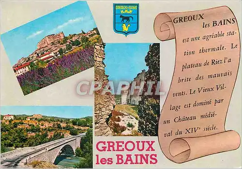 Cartes postales moderne Greoux les Bains (Alpes de Haute Provence) alt 360 m tourisme thermalisme climatisme