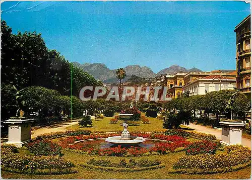 Moderne Karte Menton Le Jardin public et les montagnes de Sainte Agnes